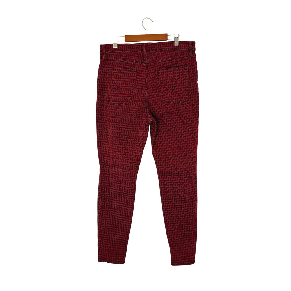 NWOT New Hudson Barbara High Rise Super Skinny Stretch Jeans Houndstooth Red 32 - Picture 4 of 10